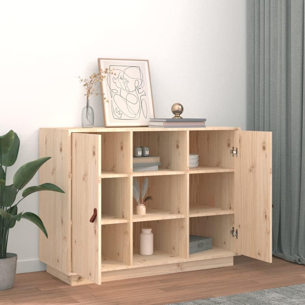 vidaXL Buffet, Armoire Latérale avec Compartiment, Placard avec Porte, Meuble de Rangement Salon Salle de Séjour, Moderne, Marron Bois Massif de Pin