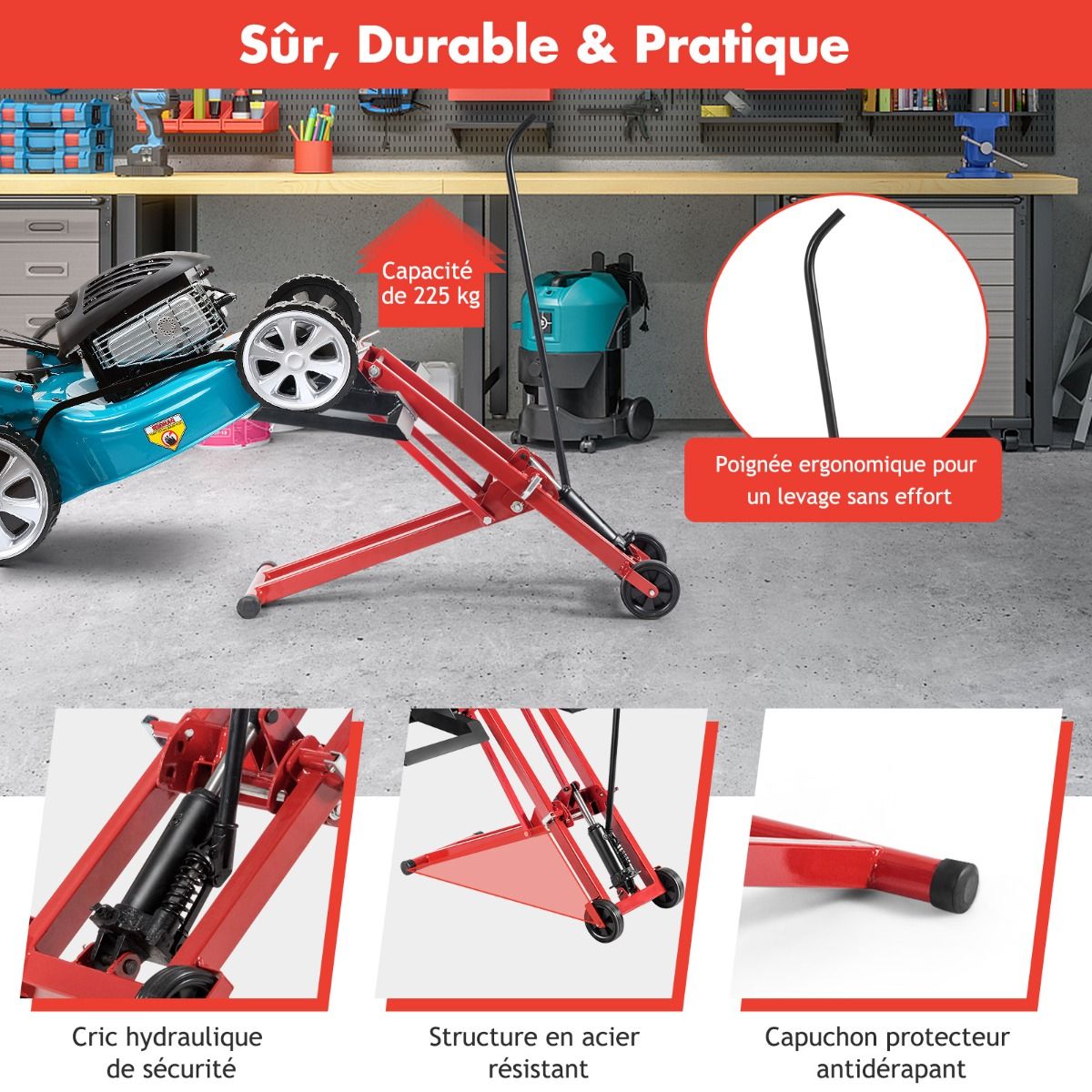 Cric de Levage pour Tondeuse  Gazon pour Tracteurs et Tondeuses  Gazon Autoportes  Rayon de Braquage Nul Capacit de 227 Kg -