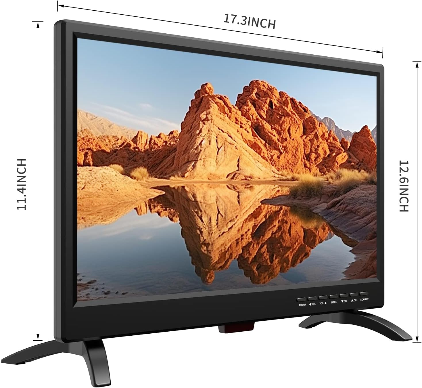 TV 19 Pouces,Full HD 1080P LED avec Récepteur Numérique T2/H.256 DTT Freeview, 12v avec HDMI USB et entrée RCA VGA,Convient pour la Chambre,la Cuisine,Camping Car (1920 * 1080)