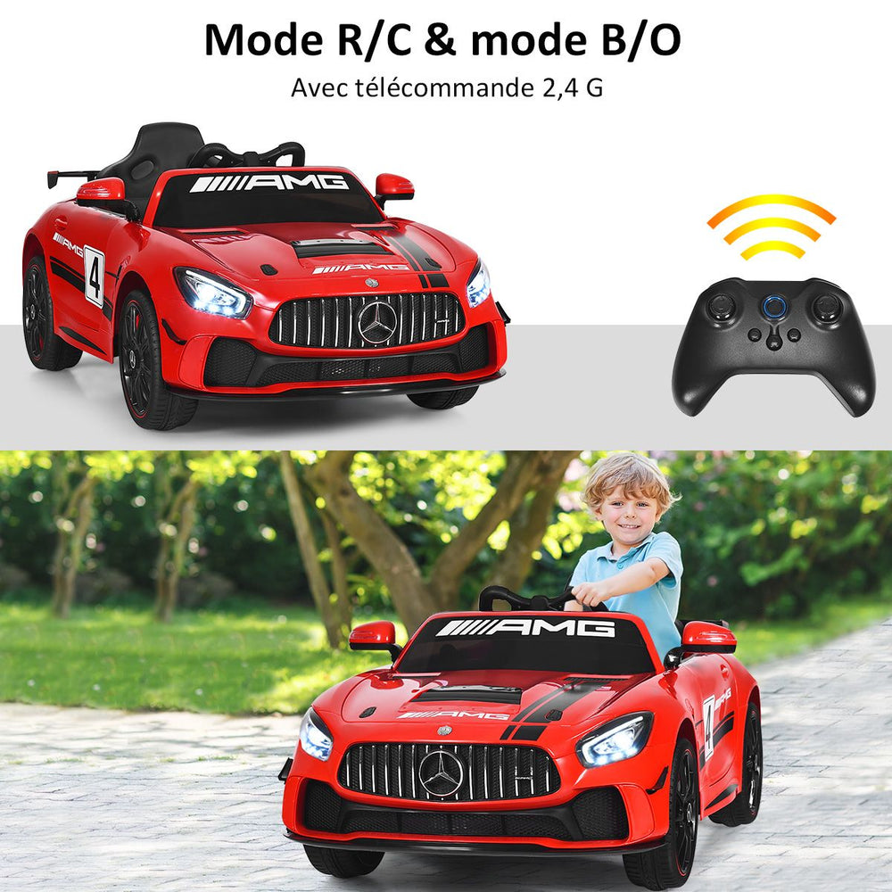 Voiture Sport Electrique 12 V pour Enfants Vitesse Max.: 5 km/h Tlcommande 2.4G MP3 Effets Sonores Lumineux Rouge -