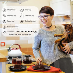 Covercook Plaque à Induction - Plaque de Cuisson à Induction Electrique -Encastrable 3 ou 4 foyers - Flexible Zone - 9 Niveaux de Puissance, Commande Tactile - Verrouillage d'enfant - 7000W, 220-240 V