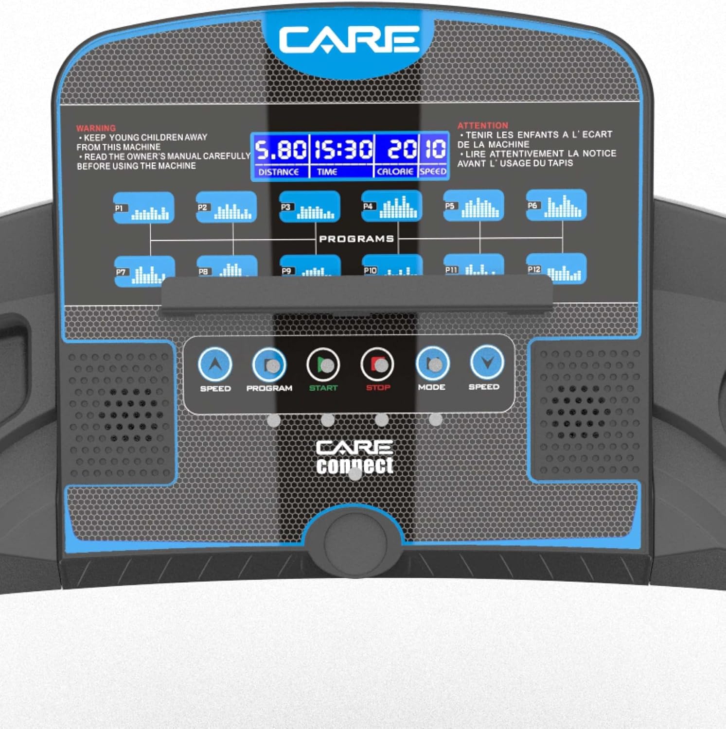 Care Fitness - Tapis de Course connecté -Pliable-Vitesse maximale 14 Km/h- Tapis de Marche Électrique Inclinable et Pliable - 12 programmes d’entraînements -3 inclinaisons