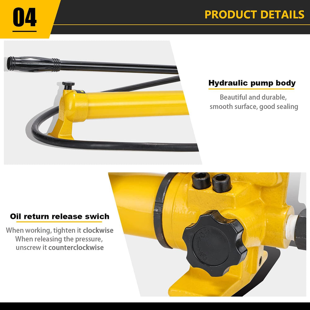 CGOLDENWALL CP-700 Pompe Hydraulique Manuelle avec Tuyau de 1 8m Haute Pression 700kg/cm² Contenu en Huile 900cc pour Utilisation avec Variété d'Outils Hydrauliques