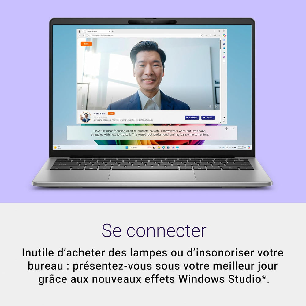 Dell Inspiron 14 (5441) Copilot+ PC Portable 14" Écran FHD+ 60 Hz Snapdragon X Plus 16 Go RAM 512 Go SSD Qualcomm Adreno Windows 11 Home Clavier rétroéclairé AZERTY - Gris Titane
