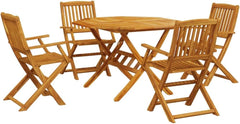 vidaXL Ensemble à Manger de Jardin Pliable 5 pcs Bois Massif d’Acacia, Ensemble de Salle à Manger d'extérieur, Meuble de Salle à Manger de Jardin, Table et chaises de Jardin