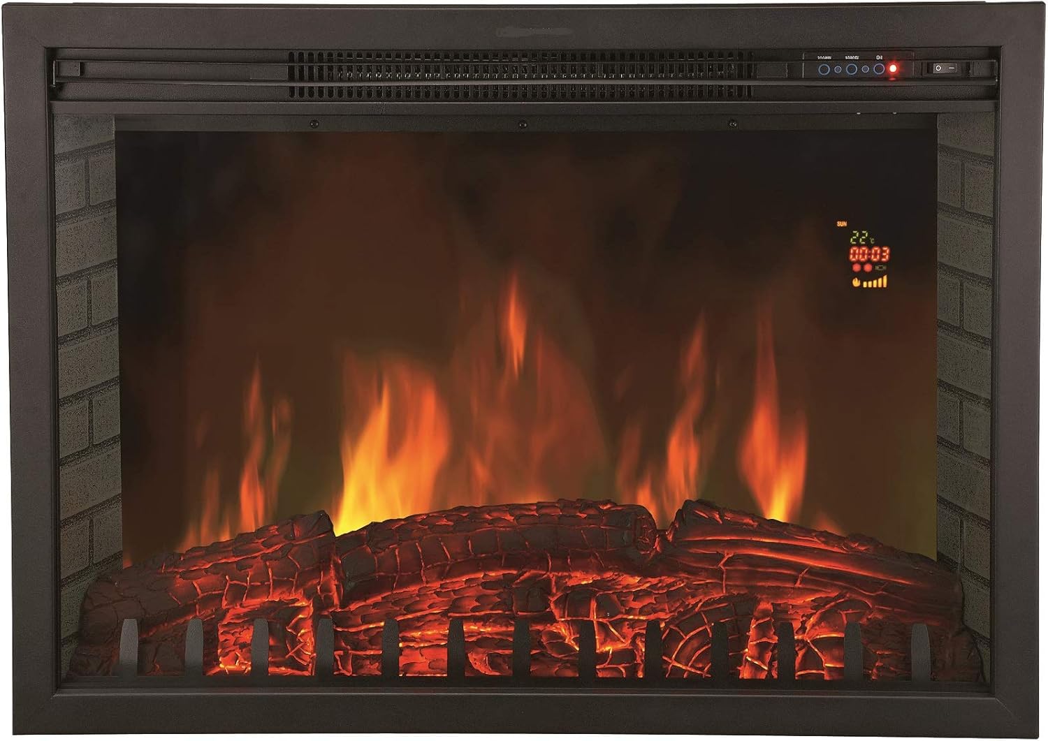 Chemin’Arte Insert Électrique à Encastrer - Effet Flammes - LEDs - Oxford XL - 2000W - Conçu en France - Garanti 2 Ans