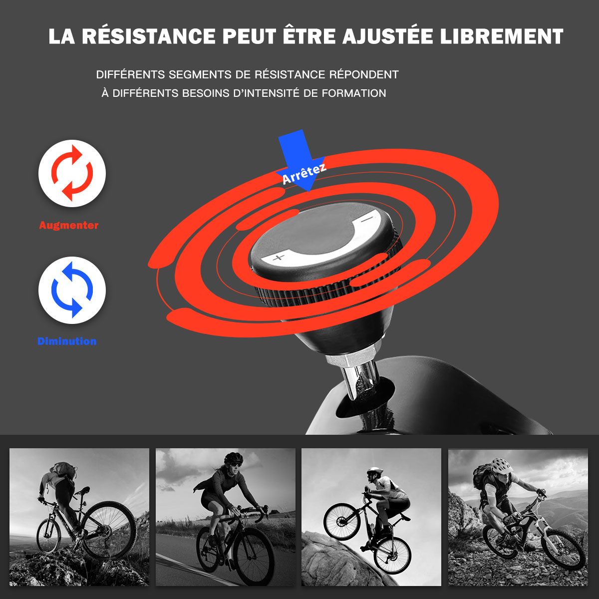 Vélo D’appartement Vélo Silencieux avec Courroie et Roue D’inertie en Fer de 10kg Guidon et Selle Ajustable Noir + Rouge -