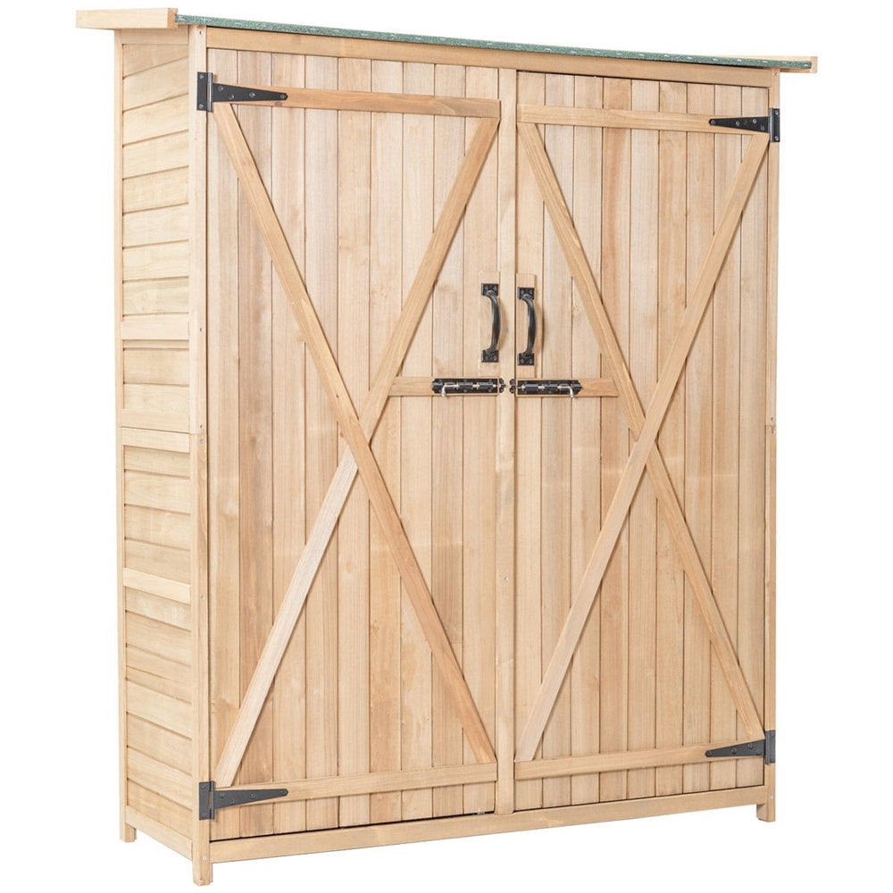 Abri de Jardin en Bois Cabane de Jardin Extérieur Double Portes avec Loquet Toit Incliné en Asphalte Cabanon Jardin Extérieur 140 x 50 x 162 cm Naturel -