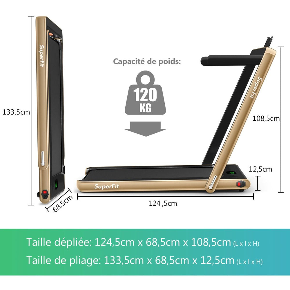 2 en 1 Tapis de Course Electrique Pliable 1  12 Km/H avec Haut-parleur Bluetooth Tlcommande Moteur 0,75HP Vert/Blanc/Noir/Rouge/Or/Noir et Argent/Bleu -