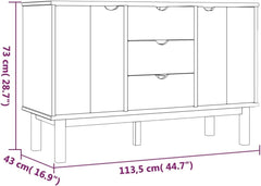vidaXL Buffet Armoire Latérale Armoire de Rangement Organisateur de Maison Meuble de Salle de Séjour Intérieur 113,5x43x73 cm Bois Massif de Pin