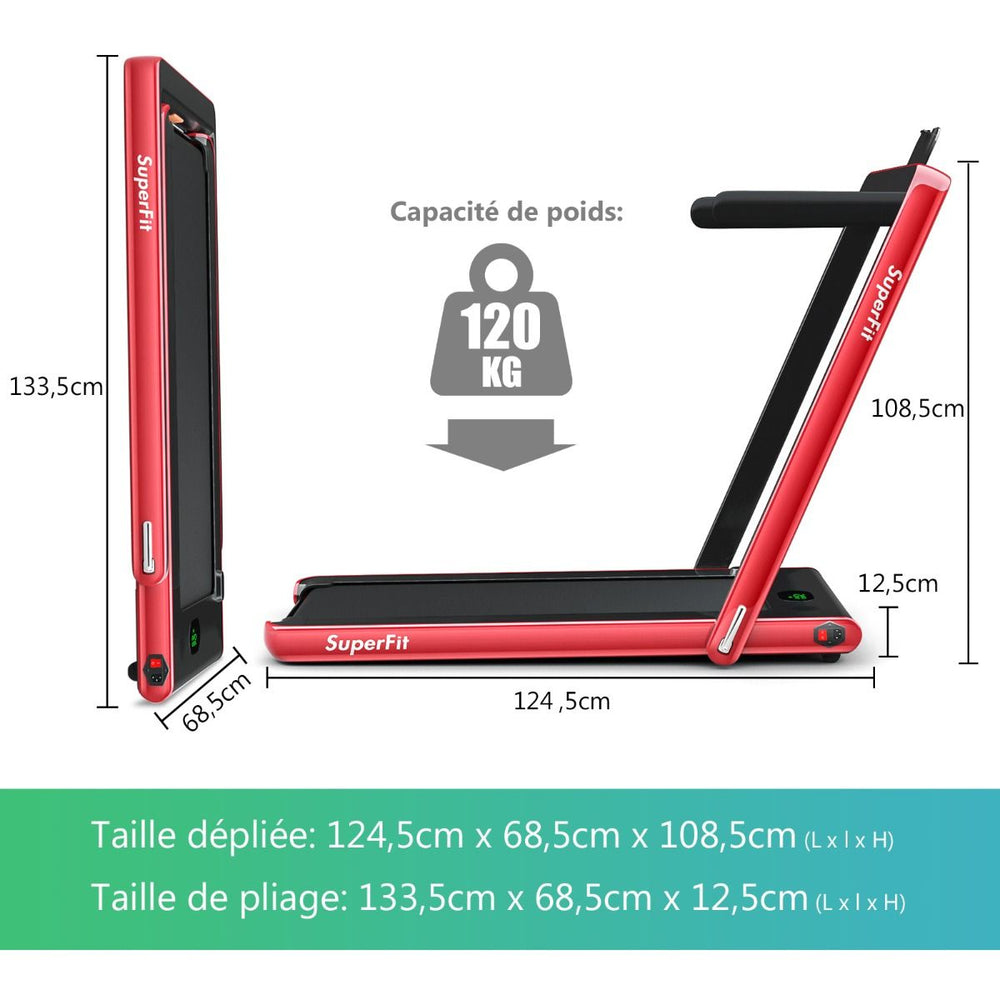 2 en 1 Tapis de Course Electrique Pliable 1 à 12 Km/H avec Haut-parleur Bluetooth Télécommande Moteur 0,75HP Vert/Blanc/Noir/Rouge/Or/Noir et Argenté/Bleu -