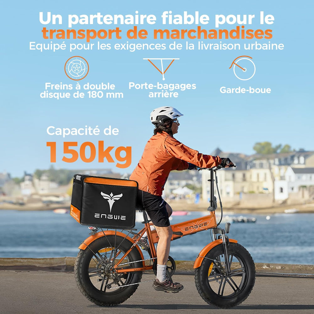 ENGWE Vélo Électrique Pliable, Batterie 48V 13Ah Amovible, Autonomie de 50-120 km，20'' ×4.0'' Fat Tire 7-Speed E-Bike for Any Terrain