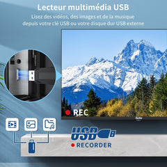 TuTu Téléviseurs 32 Pouces (80 cm) LED Central Pied TV HD Ready Triple Tuner (DVB-C / T2 / S2) HDMI x2 CI+ Lecteur multimédia USB 2.0 Mode hôtel Dolby Audio 2024