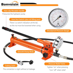 Bonvoisin CP-700 Pompe Hydraulique Manuelle avec Manomètre Haute Pression 700 kg/cm² Teneur en Huile 900cc pour des Outils Hydrauliques