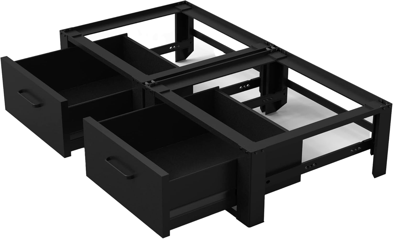 Vonia Rehausseur Double pour Lave-Linge et Sèche-Linge – Avec Tiroir – Support Machine à Laver Robuste – Noir