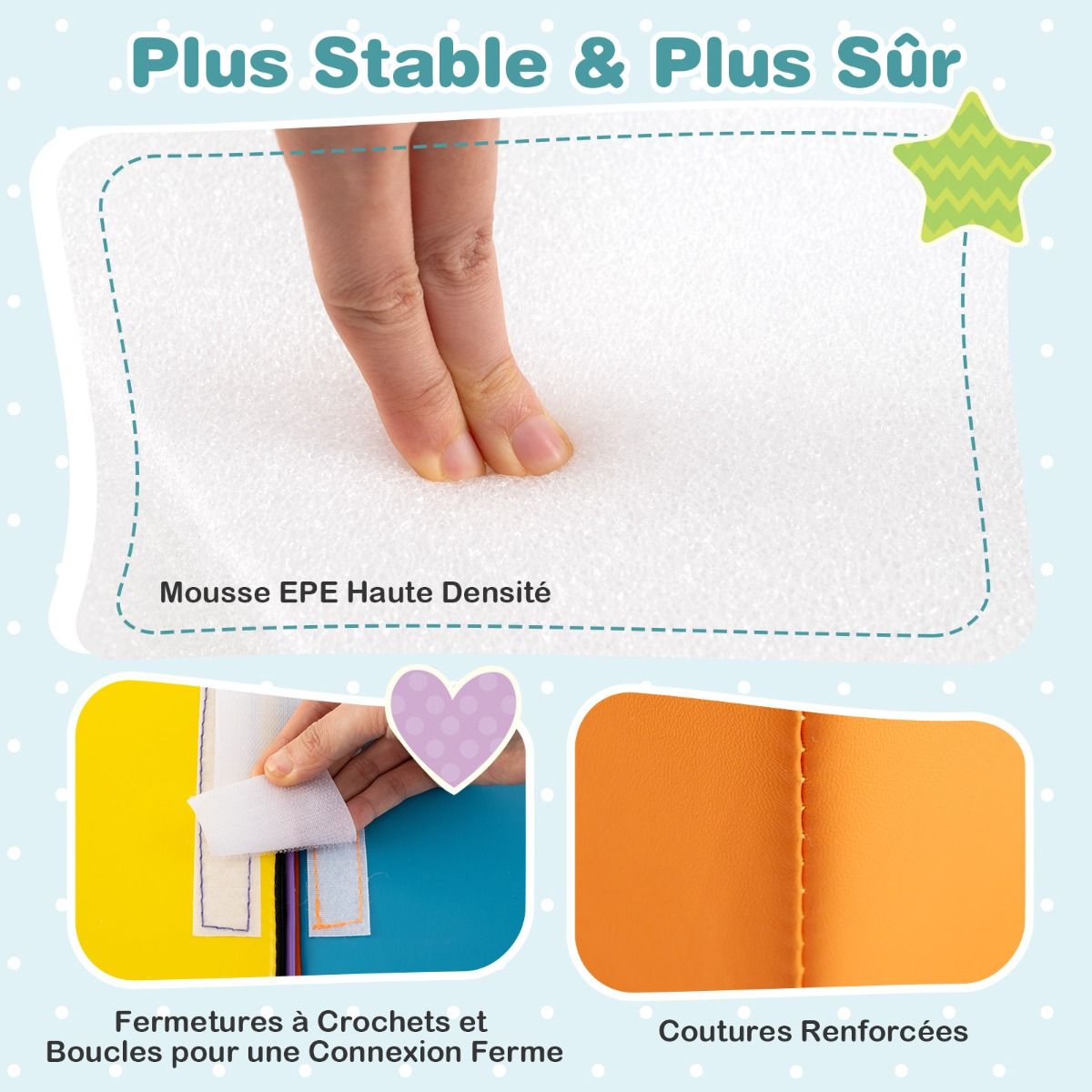 6 Blocs d’Escalade en Mousse Jeu d’Escalade pour Tout-Petits Jeu d’Activité d’Escalade Coloré Tunnel Escaliers et Rampe pour 12+ Mois Coloré/Bleu/Violet -