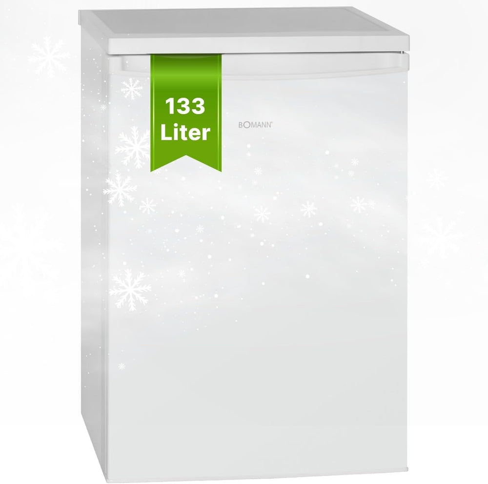 Bomann Réfrigérateur 133L blanc VS2185-1-blanc, Capacité nette : 133 litres, Éclairage intérieur à DEL, Contrôle de la température en continu, 3 clayettes en verre