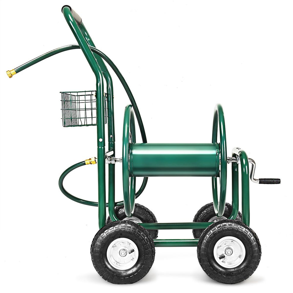 Dévidoir de Tuyau d’Arrosage avec 4 Roulettes Chariot pour 1.7m de Tuyau d’Arrosage Panier,95x62x113cm,Vert -