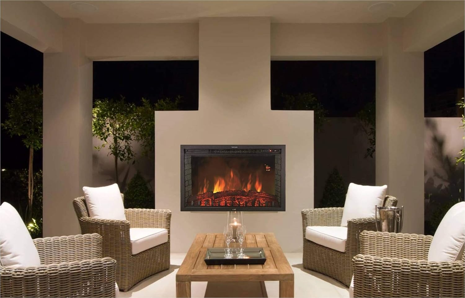 Chemin’Arte Insert Électrique à Encastrer - Effet Flammes - LEDs - Oxford XL - 2000W - Conçu en France - Garanti 2 Ans