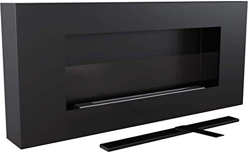 Cheminée Bio KRATKI Delta Flat avec vitrage | 400 x 900 cm | Conteneur de 0,4 L | Noir | Cheminée Murale | Idéal pour la Maison, Le Salon ou la Chambre | Testé TÜV - Rhénanie