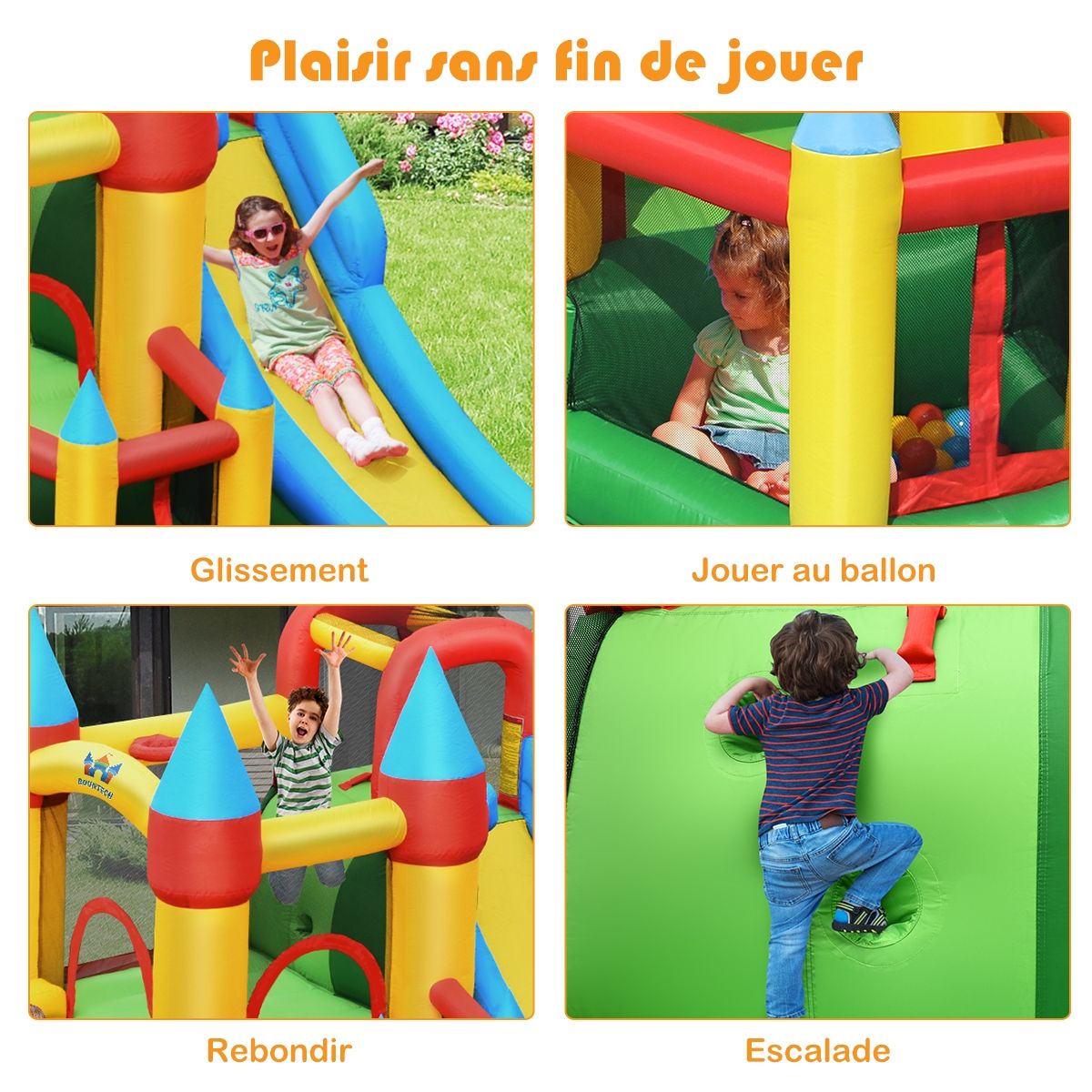 Ch芒teau Gonflable avec Souffleur pour Enfants de 3  10 Ans avec Plusieurs Types de Jeu Diffrents 330 x 300 x 210 cm -