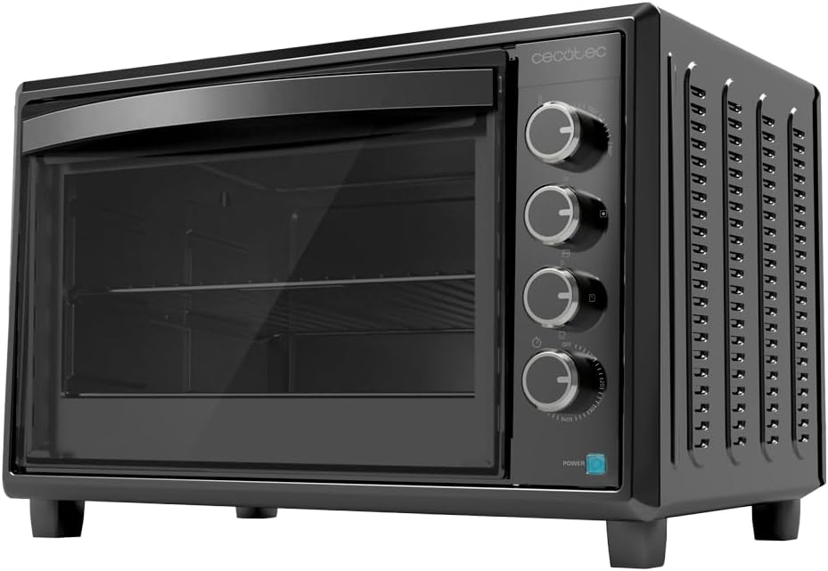 Cecotec Four Convection de Table de 60 Litres Bake&Toast 6090 Black Gyro, 2200 W, Lumière Intérieure, 12 Fonctions, Température Jusqu’à 230º, Porte à Double Verre, Inclut Tournebroche