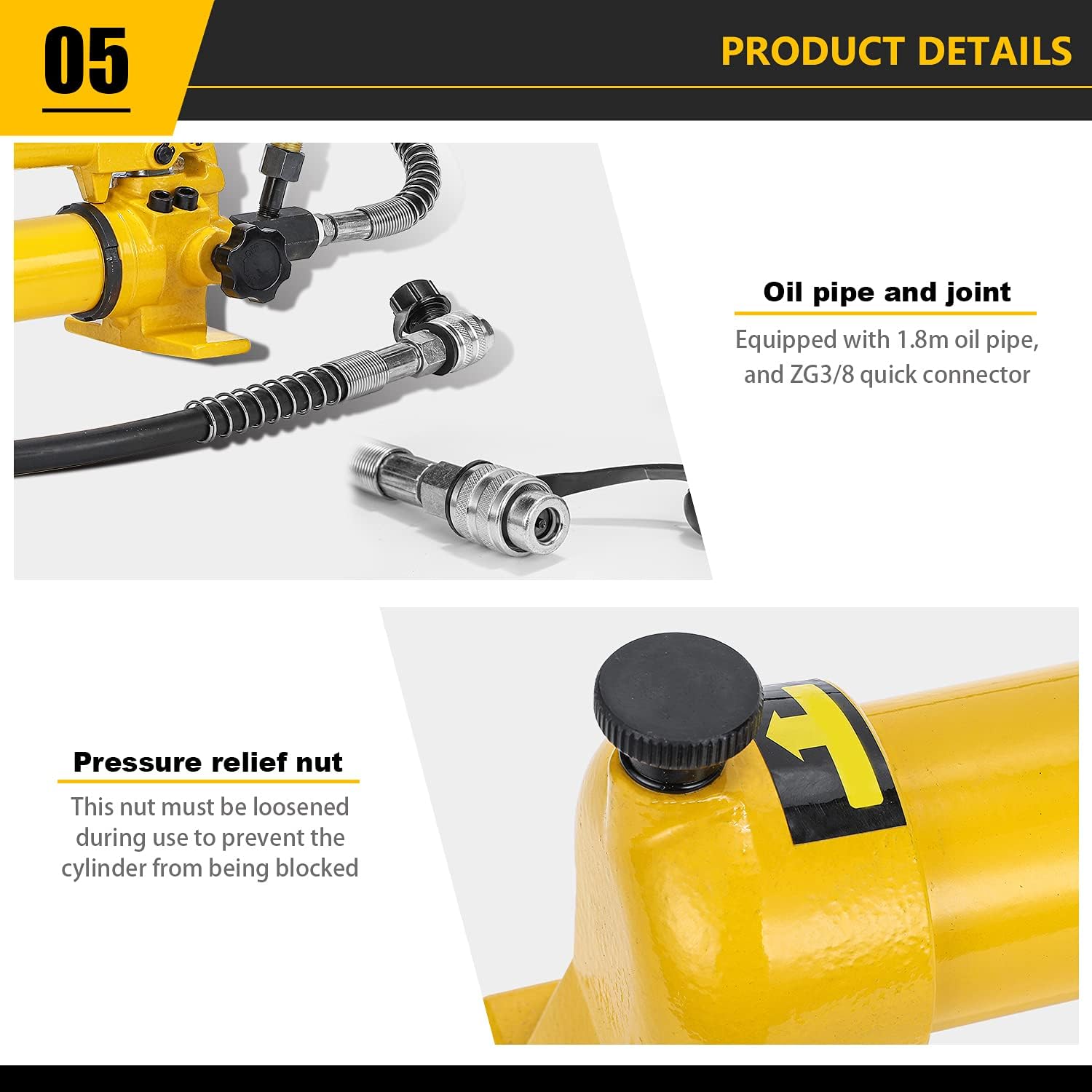 CGOLDENWALL CP-700 Pompe Hydraulique Manuelle avec Tuyau de 1 8m Haute Pression 700kg/cm² Contenu en Huile 900cc pour Utilisation avec Variété d'Outils Hydrauliques