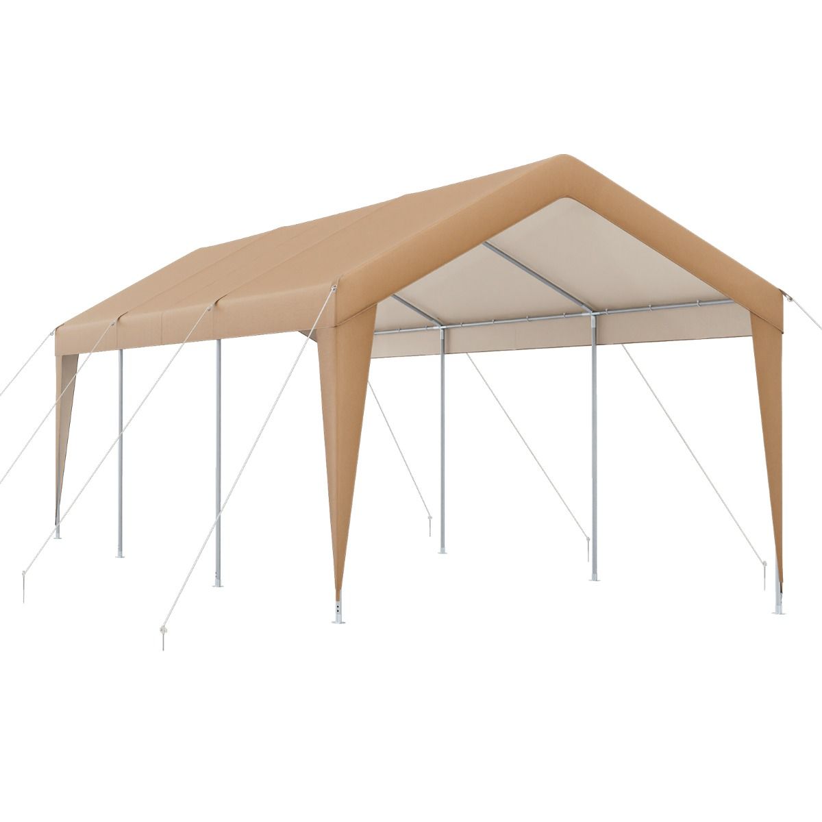Abri de Voiture 301 x 600 cm Cadre en Métal Galvanisé Tente de Garage Portable avec Bâche Toutes Saisons Tente de Voiture pour Camions Bateaux -