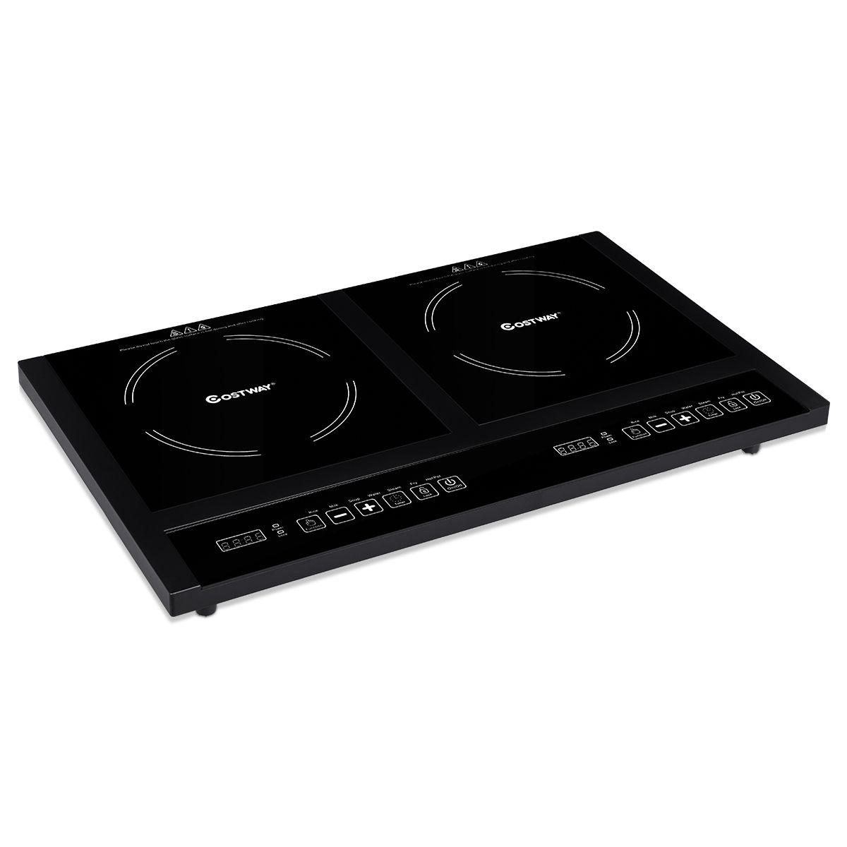 Double Plaque de Cuisson Electrique en Vitrocéramique 1800W+1800W 2 Zones 8 Niveaux de Température/Puissance Variables Noir -