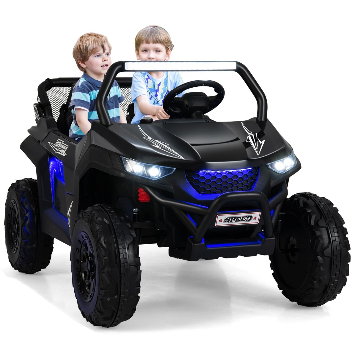 Voiture électrique Enfant 12 V Télécommande pour 3-8 Ans 2 Vitesses Ressort de Suspension Charge 59KG 118x74x71CM Noir/Rose/Rouge -