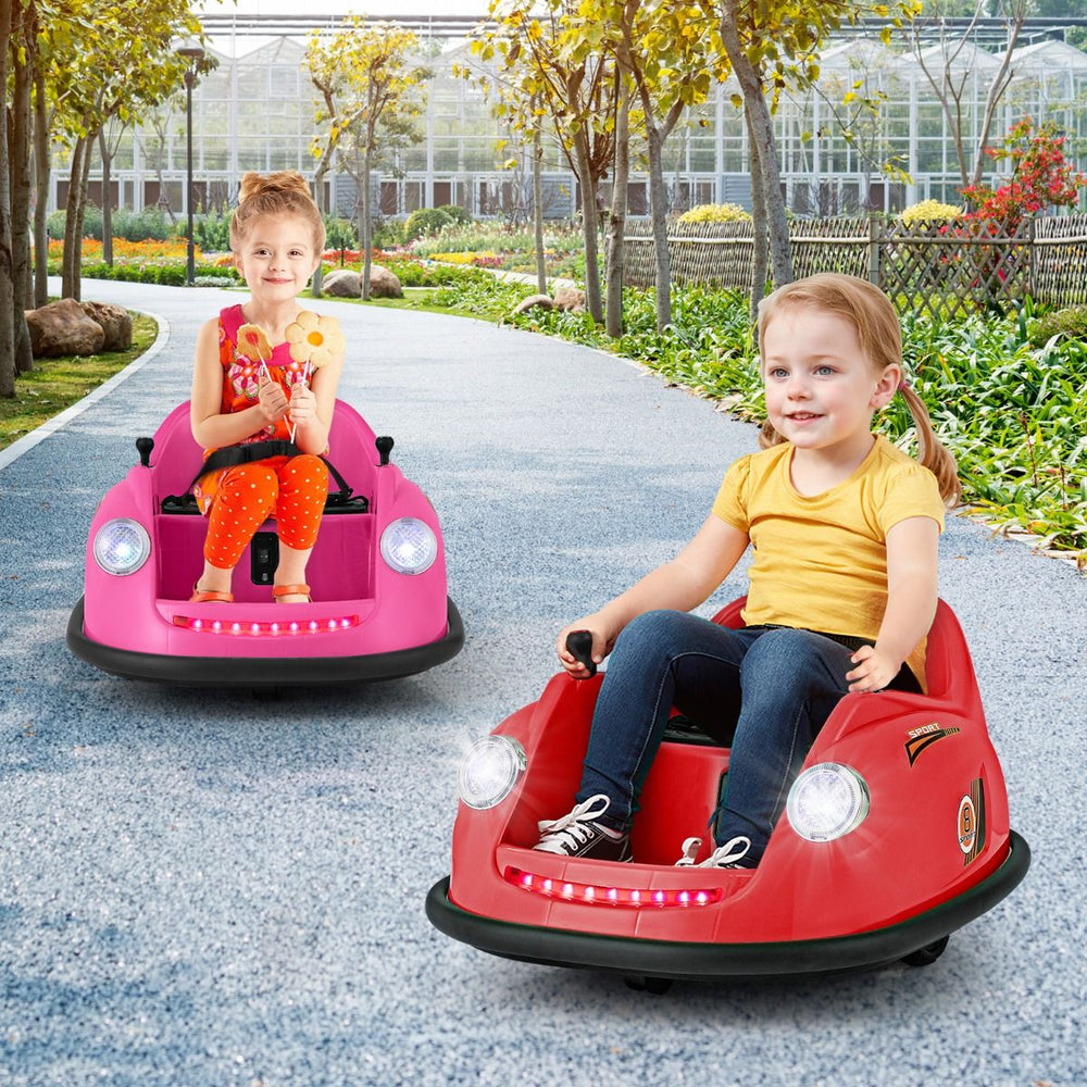 Auto-tamponneuse Electrique 12V pour Enfants Alimentée par Batterie Télécommande Lumières LED Musique pour les 2-5 Ans Rose/Rouge/Bleu -