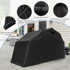 Abri de Moto Extérieur Tente Moto avec Housse en Tissu Oxford Fenêtres en Maille Enroulables Housse Moto Exterieur Étanche pour Moto Vélos Outils Noir -