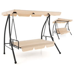 Balancelle d'Extérieur Convertible 2 Places avec Lit Plat Hamac de Terrasse avec Auvent Réglable et Coussin Amovible Pour Jardin -