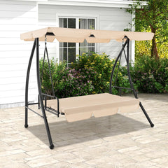 Balancelle d'Extrieur Convertible 2 Places avec Lit Plat Hamac de Terrasse avec Auvent Rglable et Coussin Amovible Pour Jardin -