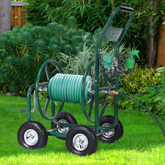 Dvidoir de Tuyau d橝rrosage avec 4 Roulettes Chariot pour 1.7m de Tuyau d橝rrosage Panier,95x62x113cm,Vert -