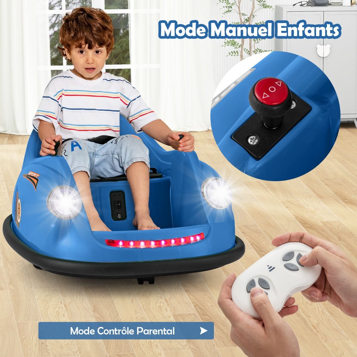Auto-tamponneuse Electrique 12V pour Enfants Alimente par Batterie Tlcommande Lumires LED Musique pour les 2-5 Ans Rose/Rouge/Bleu -