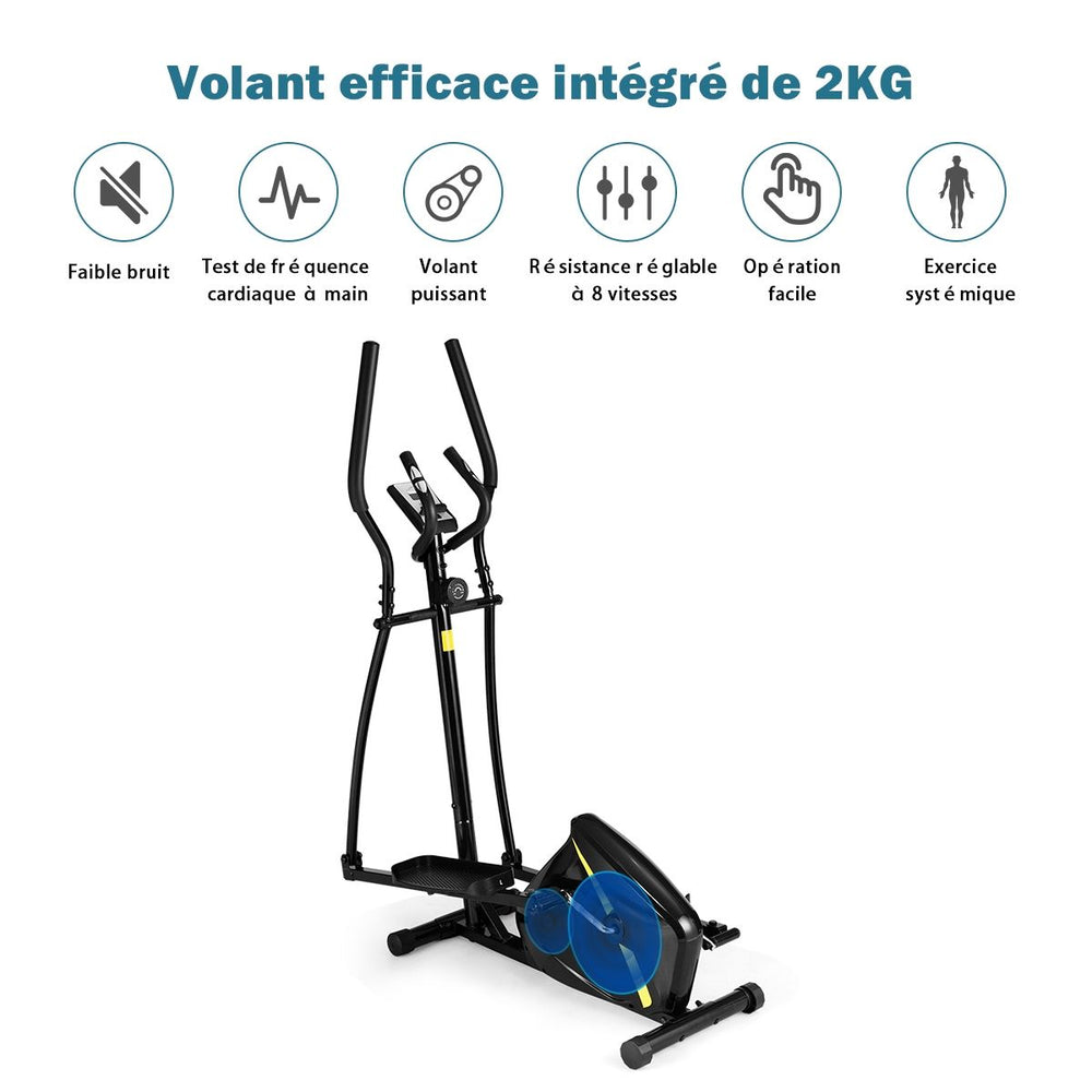 Vlo Elliptique avec 8 Niveaux de Rsistance-Masse d'Inertie 2 kg Pouls  la Main Affichage LCD -