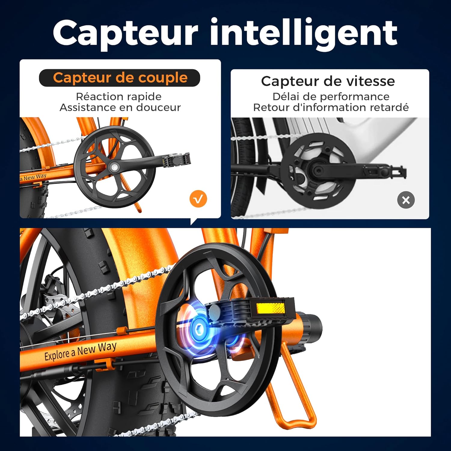 ENGWE Vélo Électrique Pliable, Batterie 48V 13Ah Amovible, Autonomie de 50-120 km，20'' ×4.0'' Fat Tire 7-Speed E-Bike for Any Terrain