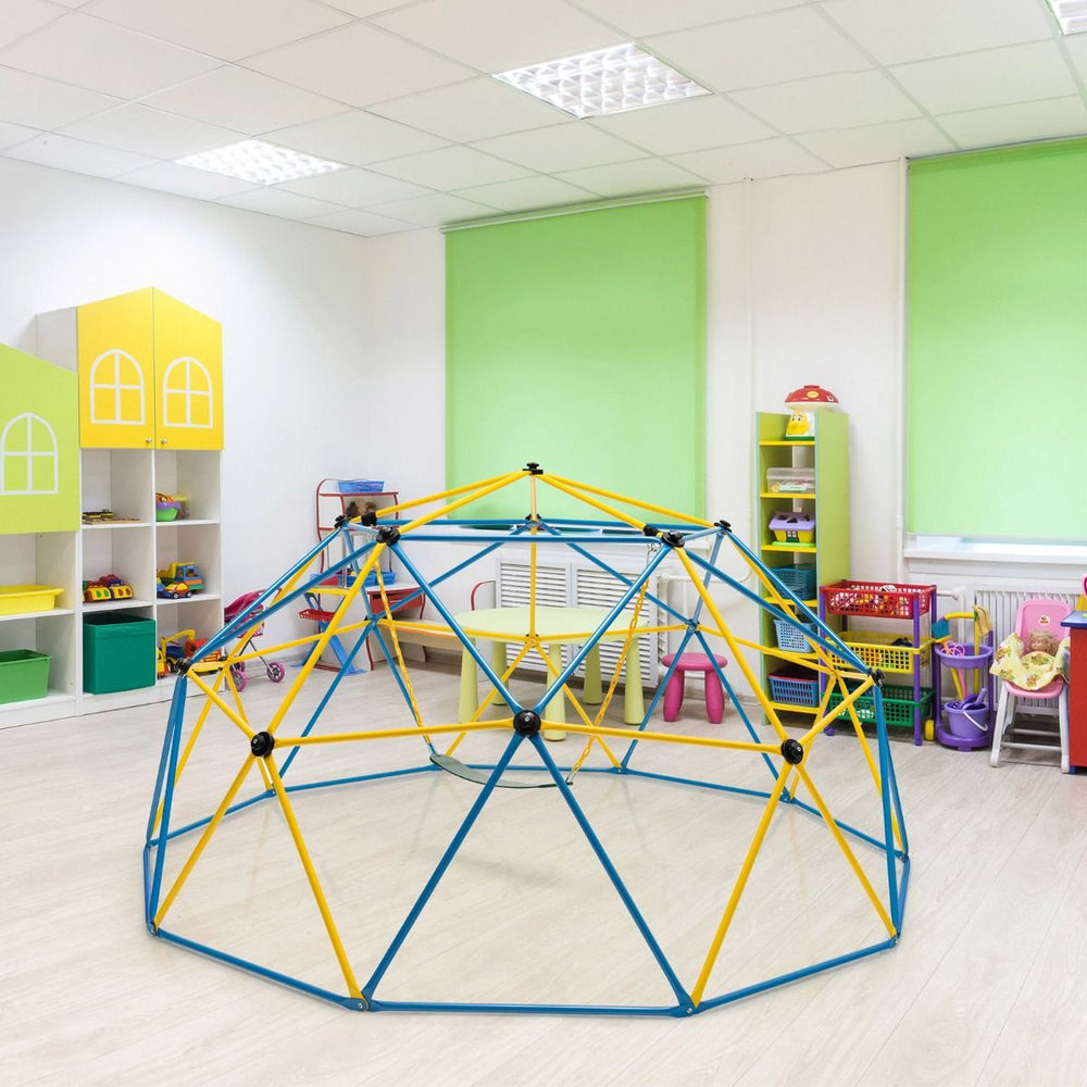 D么me d'Escalade de 305cm avec Balanoire Cage d'Escalade en Mtal Charge Max 363 kg Intrieur Extrieur pour Enfants de 3-10 Ans Jaune/Rouge -