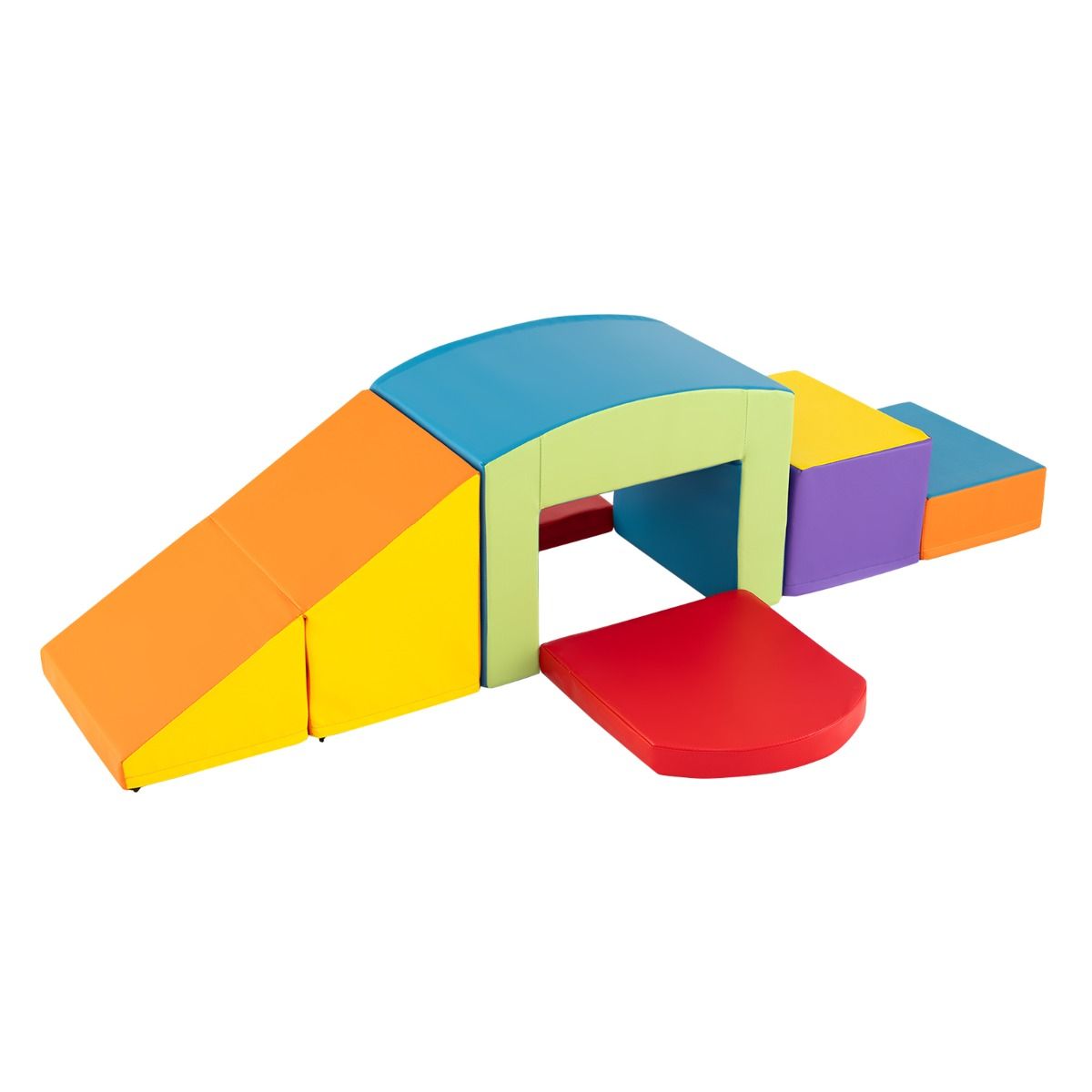 6 Blocs d’Escalade en Mousse Jeu d’Escalade pour Tout-Petits Jeu d’Activité d’Escalade Coloré Tunnel Escaliers et Rampe pour 12+ Mois Coloré/Bleu/Violet -