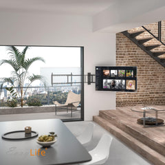 EasyLife Support TV Mural pivotant électriquement jusqu'à 170°, Support Mural VESA jusqu'à 600x400 pour LCD/OLED, téléviseur, Moniteur, écran, Smartboard de 32-75 Pouces & 50kg Max (Blanc)
