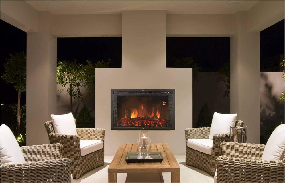 Chemin’Arte Insert Électrique à Encastrer - Effet Flammes - LEDs - Oxford XL - 2000W - Conçu en France - Garanti 2 Ans