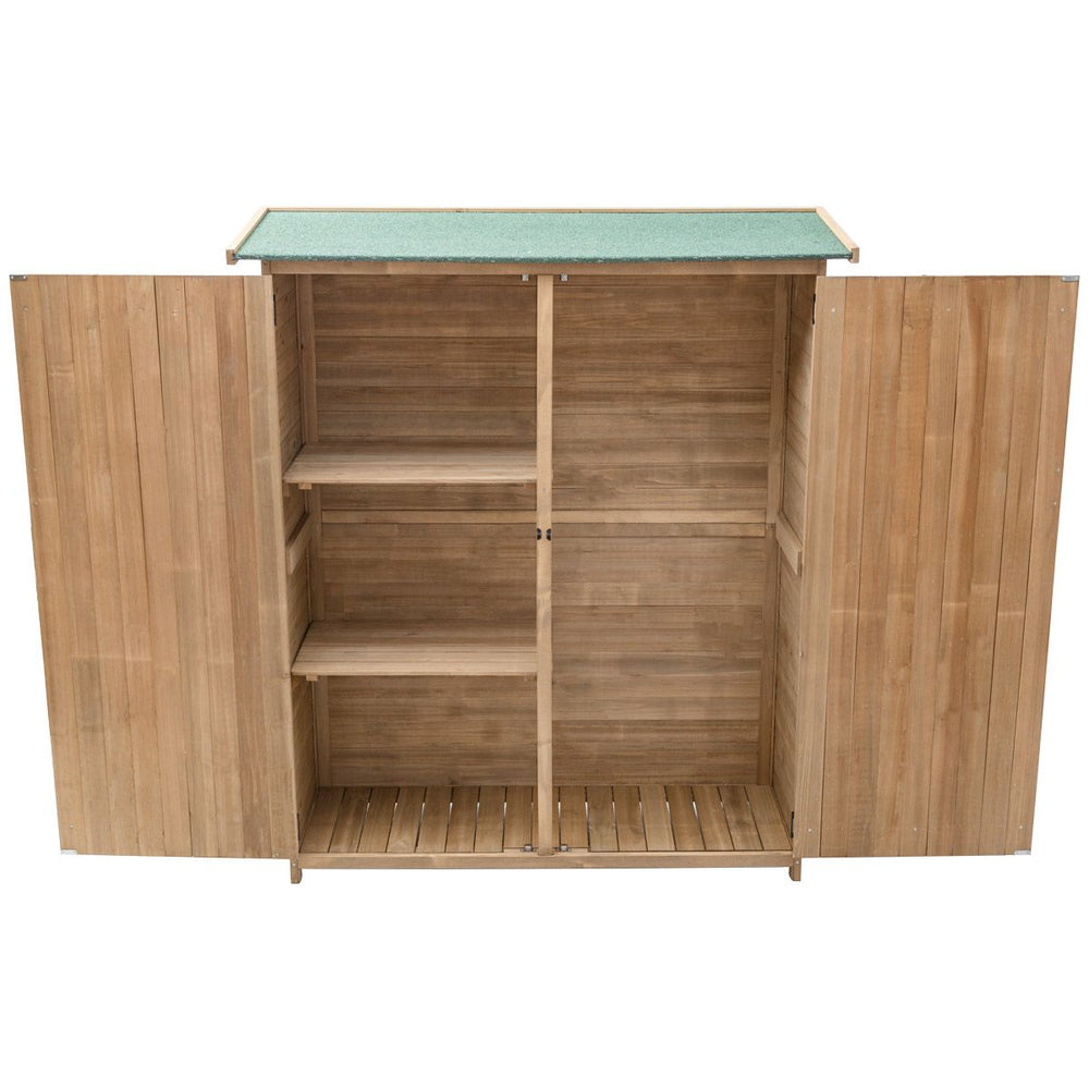 Abri de Jardin en Bois Cabane de Jardin Extérieur Double Portes avec Loquet Toit Incliné en Asphalte Cabanon Jardin Extérieur 140 x 50 x 162 cm Naturel -