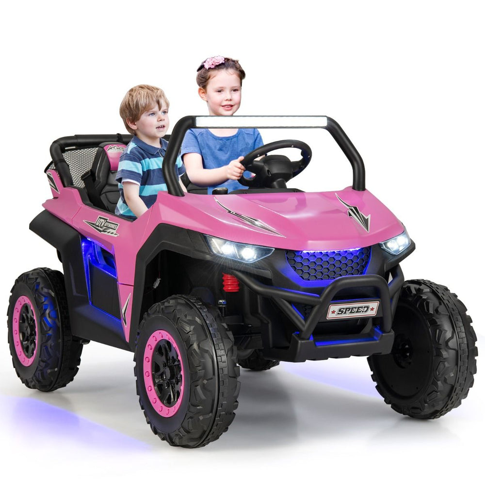 Voiture lectrique Enfant 12 V Tlcommande pour 3-8 Ans 2 Vitesses Ressort de Suspension Charge 59KG 118x74x71CM Noir/Rose/Rouge -