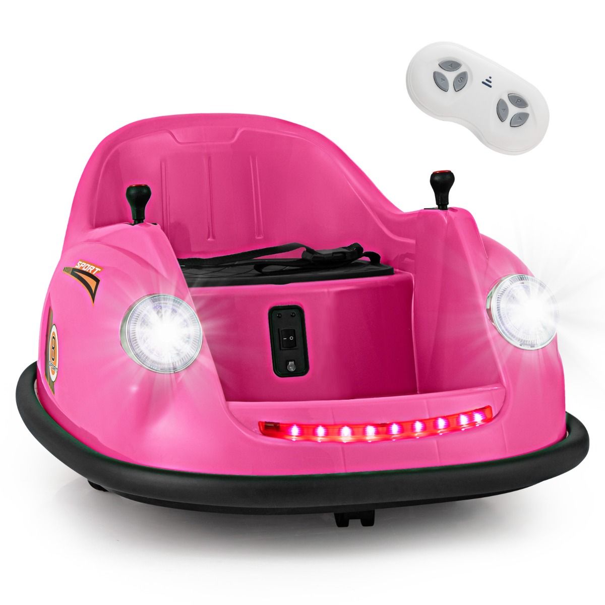 Auto-tamponneuse Electrique 12V pour Enfants Alimente par Batterie Tlcommande Lumires LED Musique pour les 2-5 Ans Rose/Rouge/Bleu -
