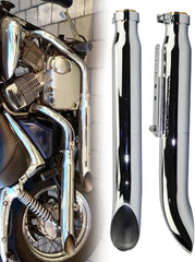 ZIAYI 1 Paire Tuyau De Silencieux D'échappement De Moto pour Harley pour Suzuki VL 125 800 1500 Intruder Bobber Chrome Conique Tourner Silencieux De Fer (Color : Chrome)