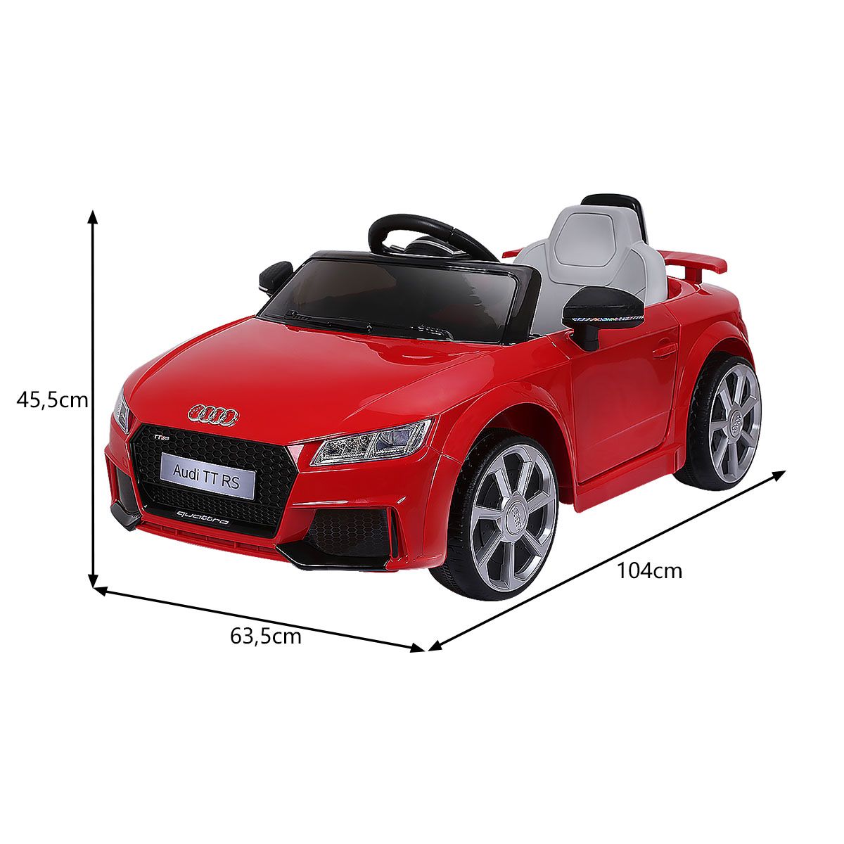 Voiture TTRS Electrique pour Enfants 12V Max. 5 Km/h Double Porte avec Tlcommande 2.4G Blanc/Rouge -