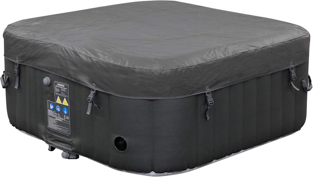 Arebos Spa Gonflable | pour l'intérieur et l'extérieur | 4 Personnes | 154x154cm | 100 Jets de Massage | Spa Bien-être Chauffage | Massage Gonflable Carré | 600 litres