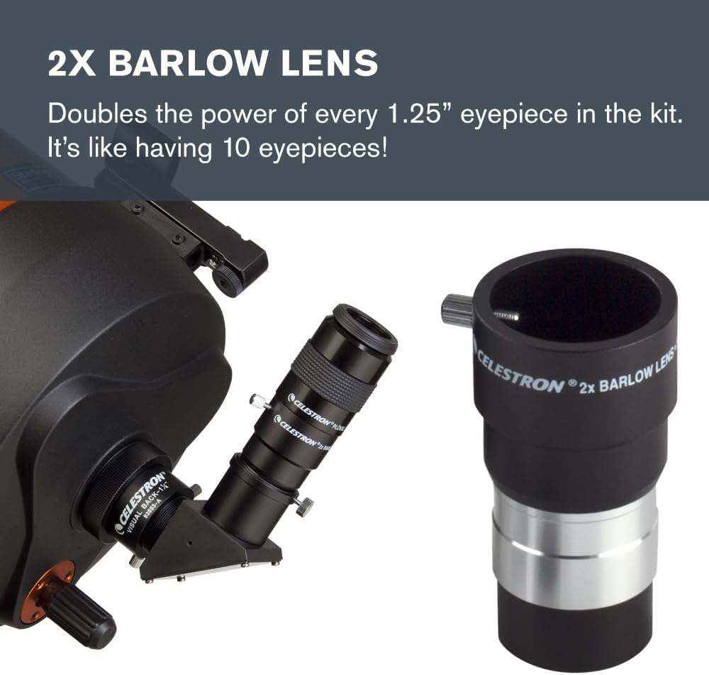 Celestron 94303 Kit d'oculaires et de filtres de 1,25 Pouce - 14 pièces dans Un étui de Transport en métal doublé de Mousse, Argent