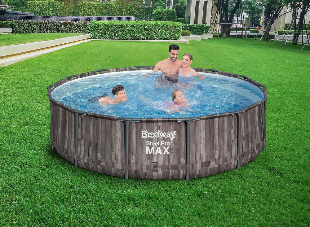 FORNOR 56141 Piscine + Filtre Bombe 366 x H 100 cm,Effet Bois